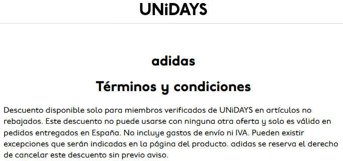 35% de Descuento en Adidas con UNiDAYS » Chollometro