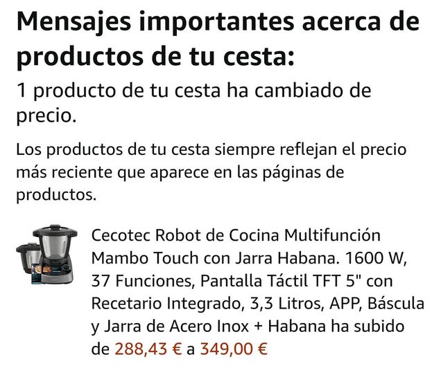 Robot de Cocina - Cecotec Mambo Touch, 1600 W, 37 Funciones, Pantalla  Táctil TFT 5