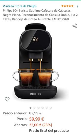 Nueva cafetera L'OR BARISTA Sublime por solo 69€ (tiempo limitado) + 20%  descuento directo en Cápsulas tb en Amazon color N (59€) » Chollometro