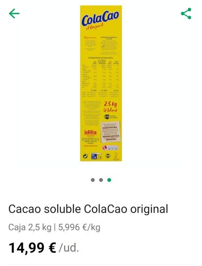Comprar Cacao soluble / instantáneo · COLACAO · Supermercado El Corte  Inglés · (21)