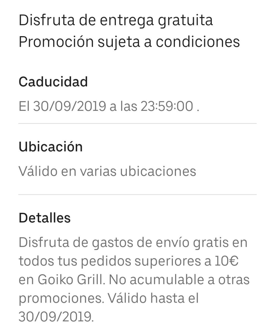 Envio gratis en goiko grill con uber eats pedido minimo 10 2