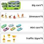 Dinosaurio transportador de Camiones de Juguete Coches de Regalo. De 3-6 Años - con 6 vehículos y la 6 Dinosaurio y la Cabeza de Dinosaurio