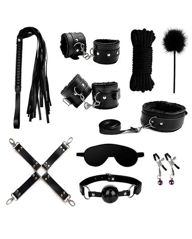 Kit BDSM 11 piezas + Lubricante + vela