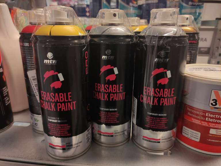 Pintura a la tiza borrable en spray 400 ml. Montana, varios colores @ Outlet El Corte Inglés Vistalegre