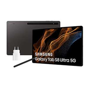 Samsung Galaxy Tab S8 Ultra con cargador – Tablet de 14,6" (12GB RAM, 256GB Almacenamiento, 5G, Android 12)