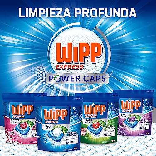 Pack de 4; total: 220 dosis de Wipp Express Power Caps Higiene y Antiolores Detergente en Cápsulas para Lavadora (0,21€ por lavado)