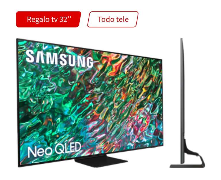 TV QLED 55" - Samsung QE55QN90BATXXC, Neo QLED 4K, Procesador Neo QLED 4K con IA, Smart TV + REGALO Samsung QLED 32"