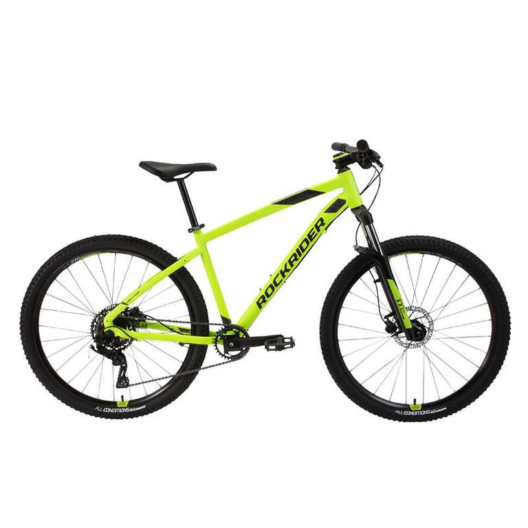 Bicicleta de montaña rockrider st 530 aluminio monoplato 9v 27,5" amarillo