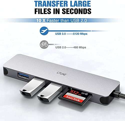 Hub USB C, 7 En 1 Adaptador USB C Hub a HDMI 4K, 3 Puertos USB 3.0, SD/Micro SD Lector Tarjeta, USB C Hub Tipo C