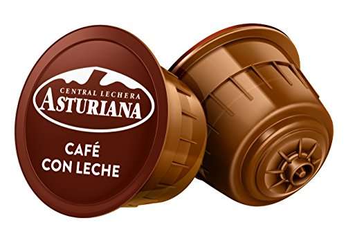 Central Lechera Asturiana Cápsulas de Café con Leche, 4 x 16 cápsulas, Compatibles con Dolce Gusto
