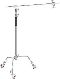 Neewer Pro 100% Metal C Soporte Luz Soporte con Ruedas Máx. Soporte Reflector Ajustable de 330CM de Altura con Brazo Articulado de 120cm y 3