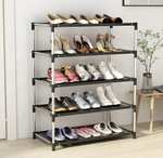 Zapatero simple de metal, soporte de almacenamiento de zapatos, ahorro de espacio, sala de estar, color negro