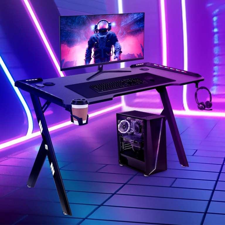 NK Mesa Escritorio Gaming con LED 120x60 cm