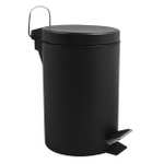 MSV - Papelera de Baño - Acero Inoxidable con Cubo Interior Extraíble - Pedal Compacto - Ø 3L - Negro Mate - Cierre Suave y Fácil Limpieza