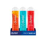 Durex - Pack Lubricante Sabor Fresa + Efecto Frío + Efecto Calor, 3x50 ml