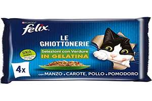 48 bolsas Purina Felix Le Ghiottonerie - Alimento para Gatos con Manzana y Zanahorias y Pollo y Tomate