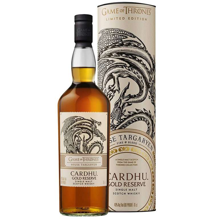 Estuche whisky escocés Cardhu Gold Reserva single malt Edición limitada Juego de Tronos: Casa Targaryen [+Amazon]