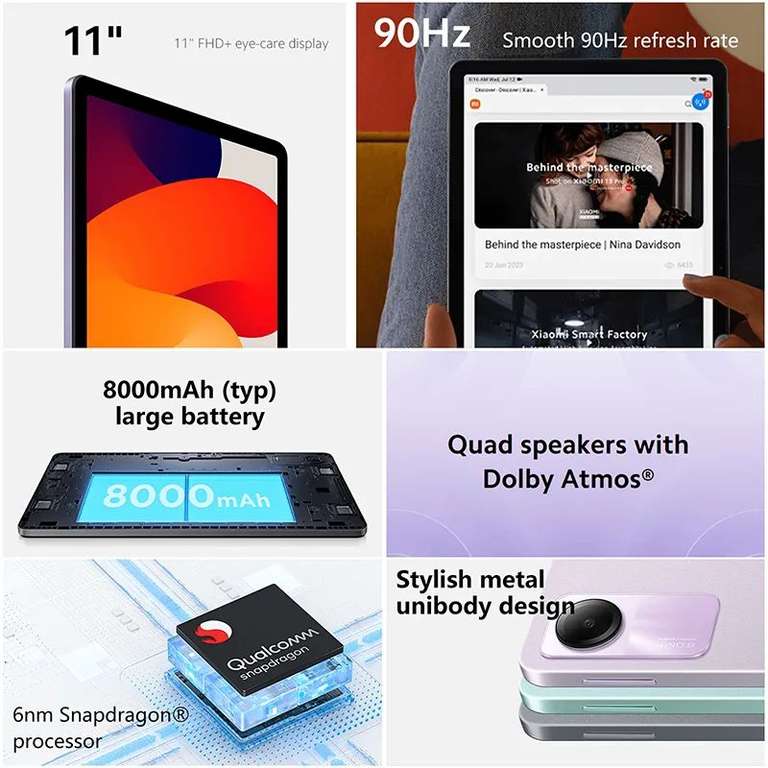 Xiaomi Redmi Pad SE(8+256GB)11 FHD+ display/8000mAh (typ) battery/Dolby  Atmos® supported/Aluminum alloy unibody design