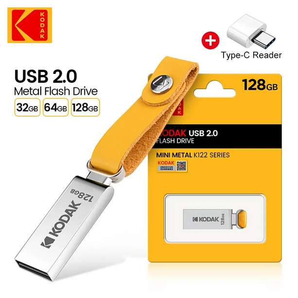 Pendrive KODAK 128GB USB 2.0 con adaptador a tipo C