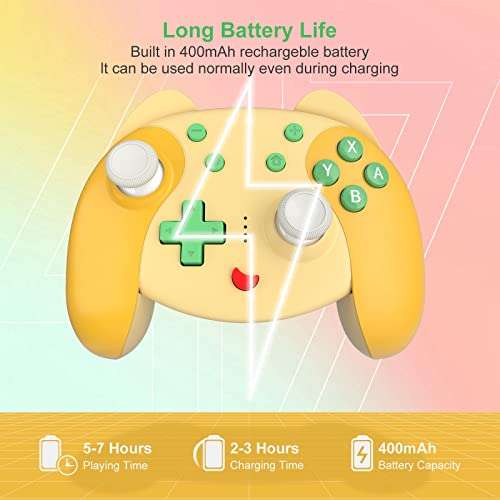 KINGEAR Controlador Animal Crossing para Nintendo Switch, Switch Pro Controller con Sensor de 6 Ejes, Modelo de Despertador, Función Turbo