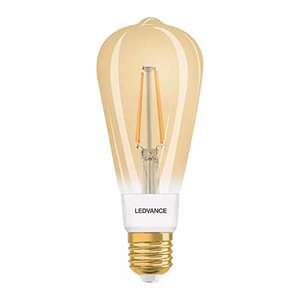 Bombilla LED inteligente con ZigBee, E27, blanco cálido , forma de Edison dorada, filamento transparente, controlable con Alexa, Google