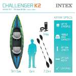 Intex 68306 - Kayak hinchable Challenger k2 & 2 remo - 351 x 76 x 38 cm