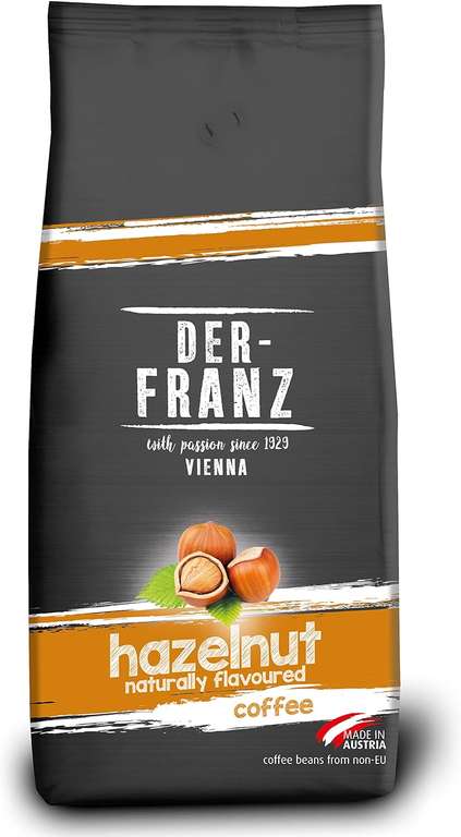 1 Kg. Der-Franz Café, Aromatizados con Avellana, Café mezcla de Arábica y Robusta granos enteros.