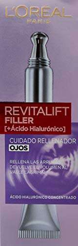 L'Oréal Paris Revitalift Filler Contorno de Ojos Revitalizante, Con Ácido Hialurónico Puro, 15 ml