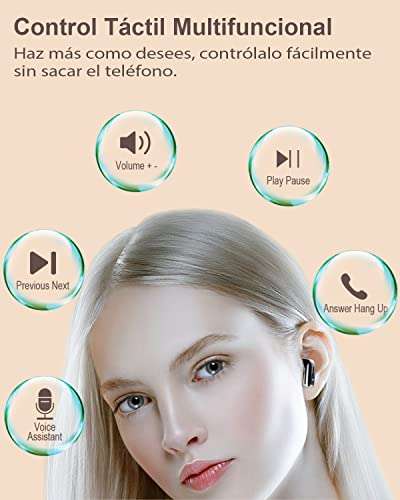 Auriculares Bluetooth 5.3, Hi-Fi Estéreo, Micrófono dual, Pantalla LED, IP7 Impermeables, USB-C