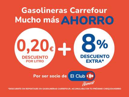 Días 23, 24 y 25, 10% "acumulable en cheque" repostajes en gasolinera Carrefour!