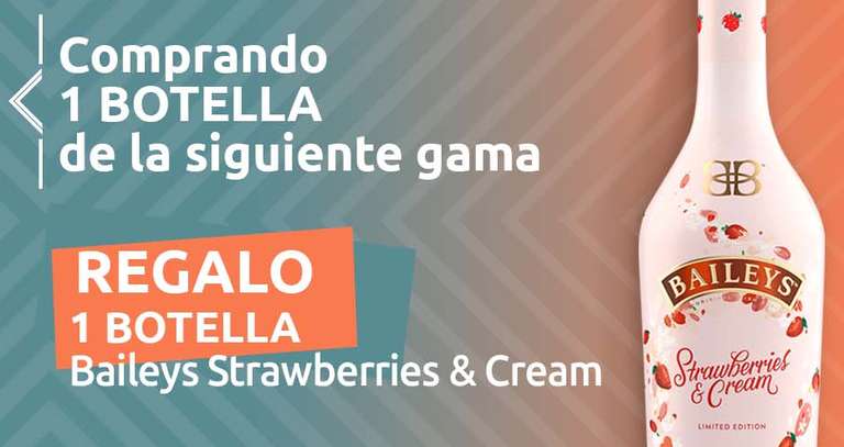 Regalo 1 botella Baileys Strawberries & Cream comprando otro licor (+ cupón de 10€ llegando a 100€)