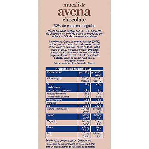 Kölln - Muesli de Avena con Chocolate y Avellanas, Cereales Integrales con Chocolate, Copos Finos, Alto Contenido de Fibra - 2 kg (C.R)