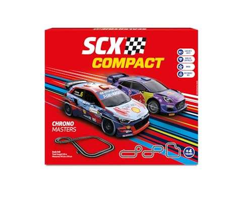 SCX - Circuito Compact - Pista de Carreras Completa - 2 Coches y 2 mandos 1:43