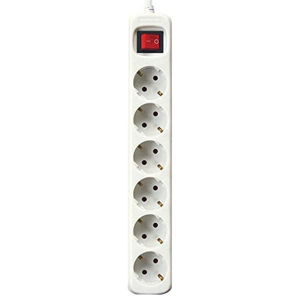 Regleta de enchufes con interruptor luminoso Silver Electronics 6 tomas, cable 1,5 metros Blanco