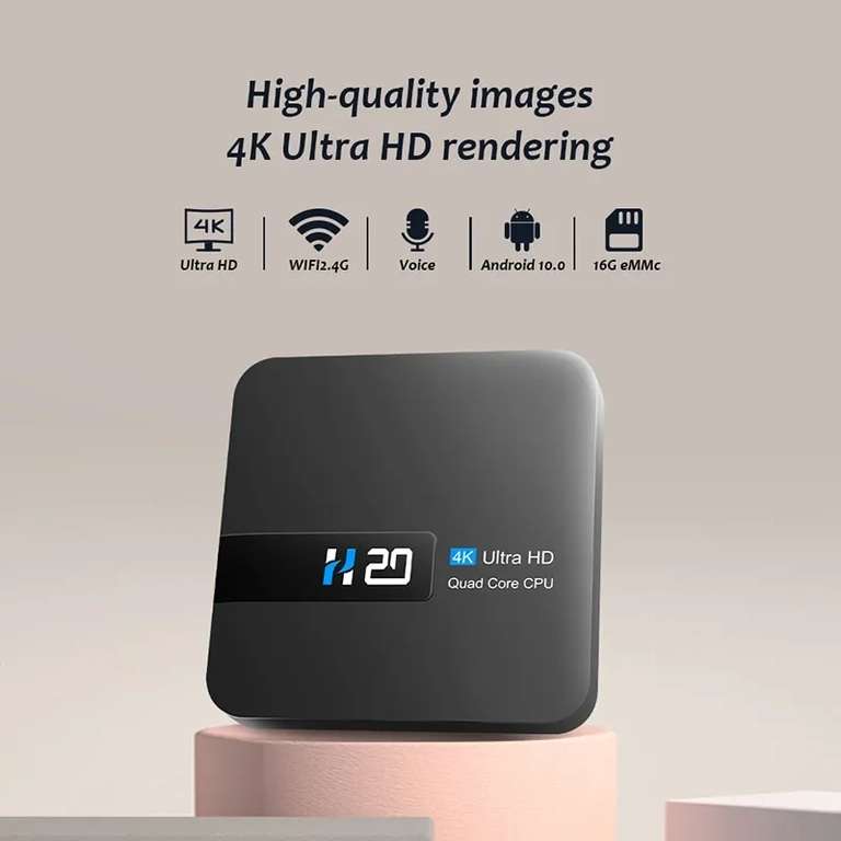 Dispositivo de TV inteligente H20, decodificador con Android 10,0, 2GB, 8GB, 4K, HD, asistente de voz, 3D, Play Store
