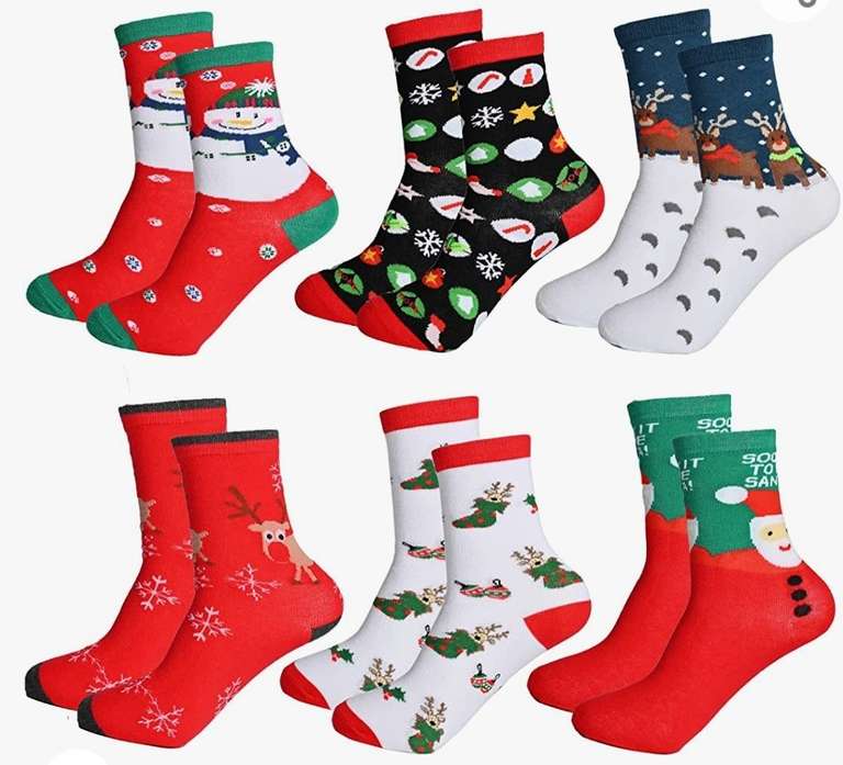 6 pares de calcetines navideños, tallas del 39 al 46