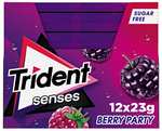 Trident Senses Berry- Chicles sin Azúcar con Sabor a Frutos Rojos - Paquete de 12 envases de 23 g