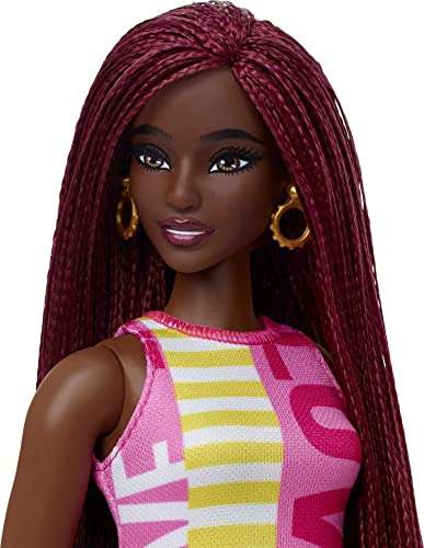 Barbie HBV18 - Muñeca Fashionistas (Curvas, Pelo Negro y Trenzas)