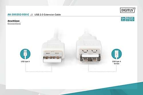 Cable de extensión DIGITUS USB 2.0 - 5m