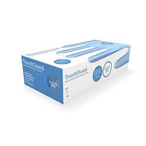 TouchGuard - Guantes de nitrilo azules desechables sin polvos ni látex, caja de 100 unidades, medianos