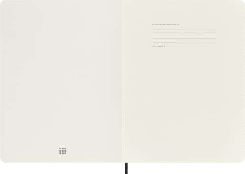 Moleskine, Cuaderno Clásico, Páginas Lisas y con Rayas, Tapa Blanda y Cierre Elástico, Formato XL 19X25 cm, Color Negro, 192 Páginas