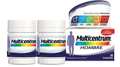 Multicentrum Hombre Complemento Alimenticio Multivitaminas Con 13 Vitaminas y 11 Minerales, Sin Gluten, 60 Comprimidos