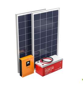 Kit Solar 2 paneles 120W, batería 2830Wh, inversor-cargador 1kW,hasta 1080Wh/d