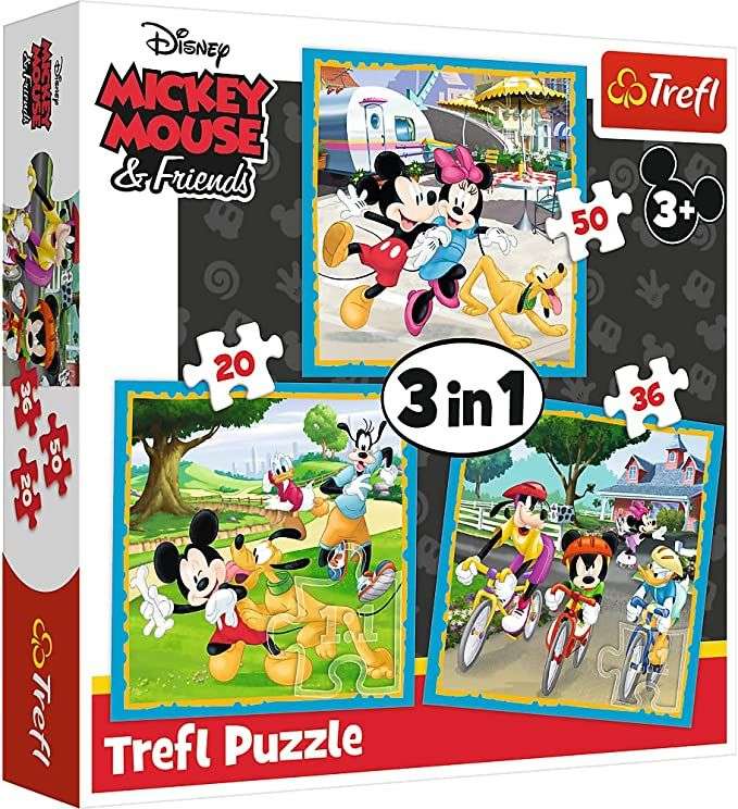 Puzzle 3 en 1 modelo Minnie & Mickey Mouse 20-36-50 piezas,