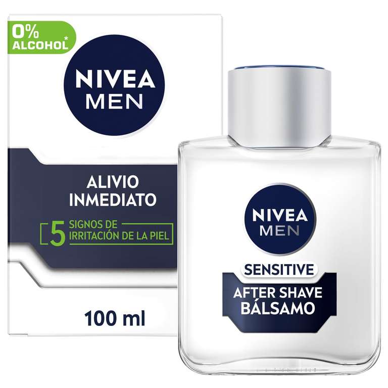 NIVEA MEN Sensitive Bálsamo After Shave (1 x 100 ml), para el cuidado de la piel sensible, bálsamo anti irritaciones con 0% alcohol