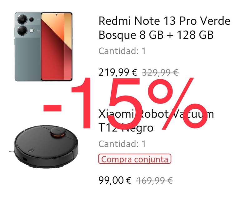 Redmi Note 13 Pro [8Gb/128Gb] + Robot aspirador Xiaomi (217€ con Mi Points)