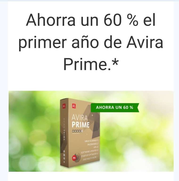 Ahorra un 60 % el primer año de Avira Prime.