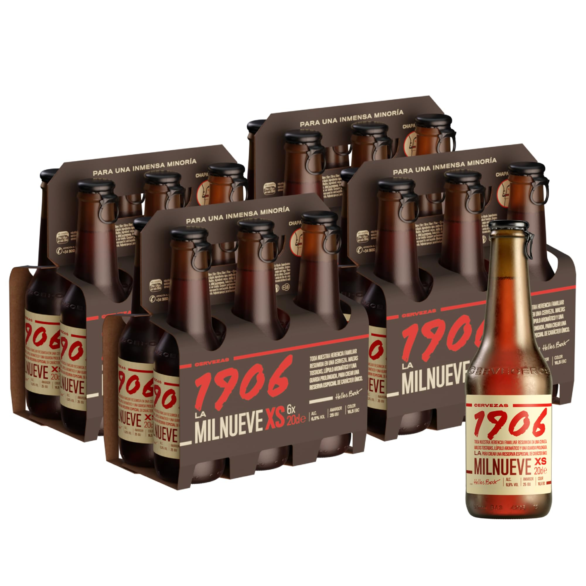 1906 - Reserva Especial XS, Cerveza Lager Extra, 24 Botellas x 20 cl