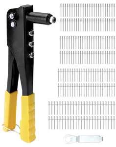 QWORK remachadora manual kit, remachadora con 200 remaches, 4 tamaños 2.4 mm 3.2 mm 4 mm 4.8 mm