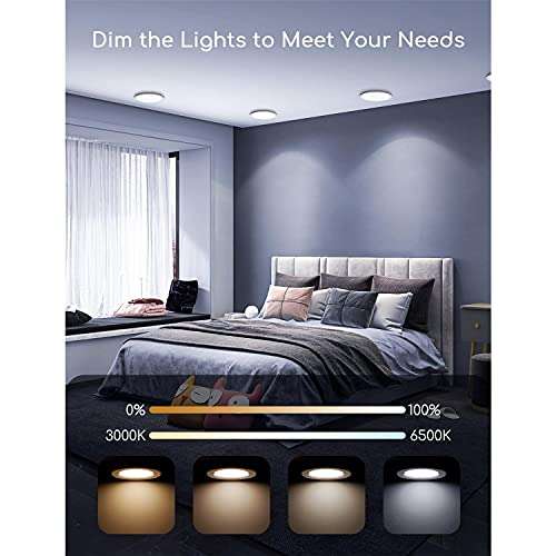 Aigostar Downlight LED Empotrable Inteligente Ultrafina 18W, CCT. Regulable de luz cálida a blanca 3000-6500K, 1380lm.